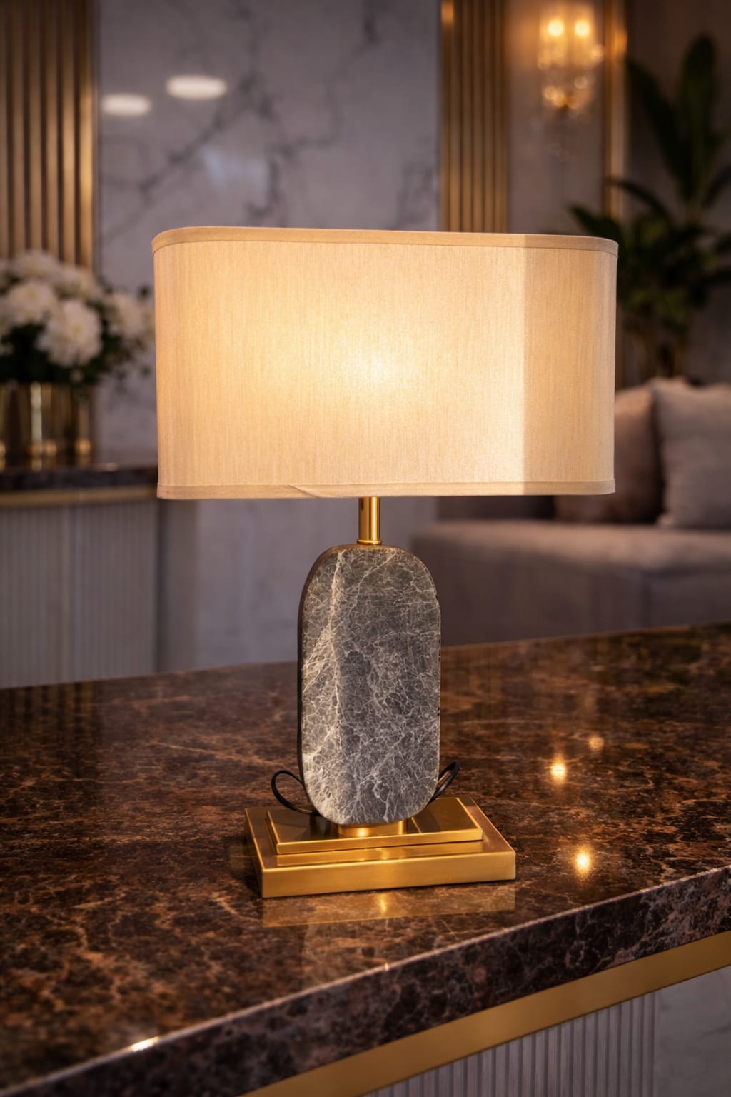 Modern lampader with marble stand