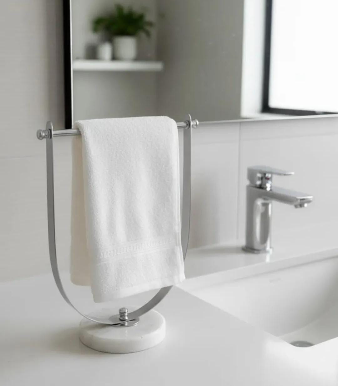 Towel stand with a circular marble base - Image 2