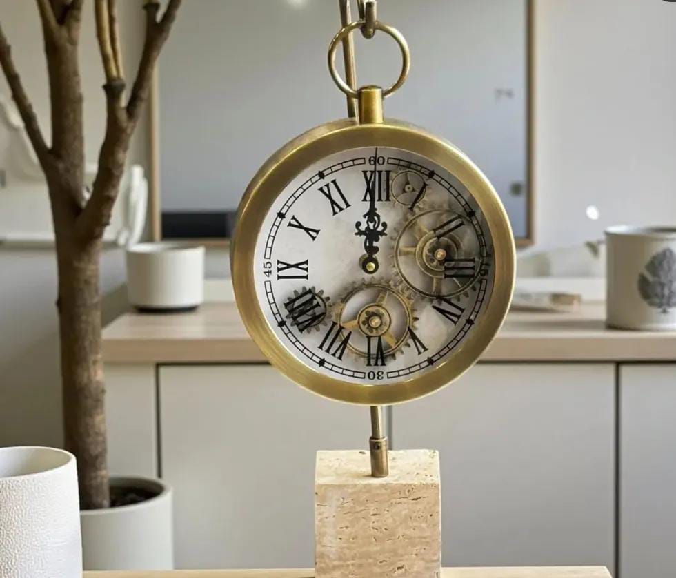 Clock with base travertine