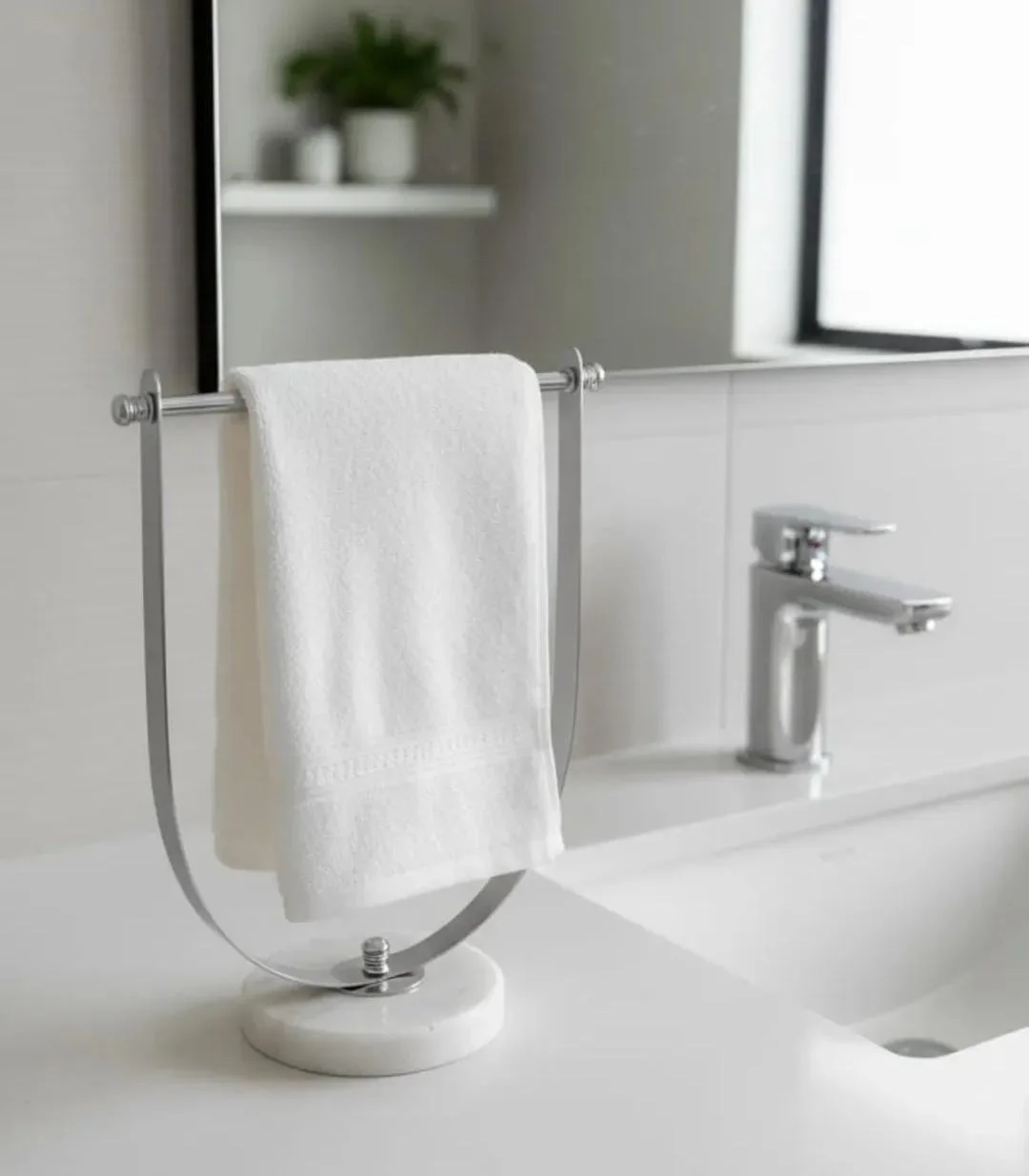 Towel stand with a circular marble base - Image 3