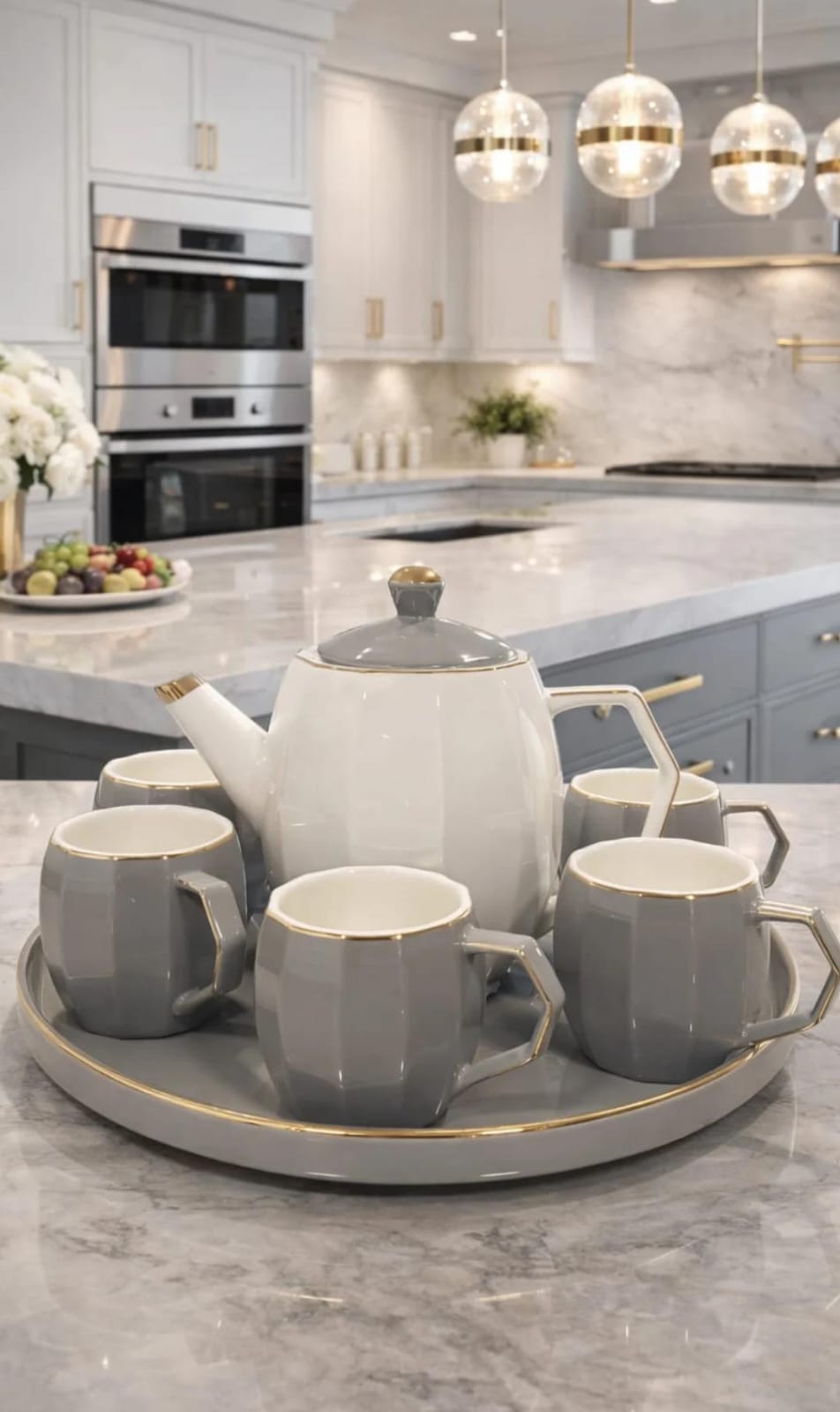 Luxury Tea Set grey & white