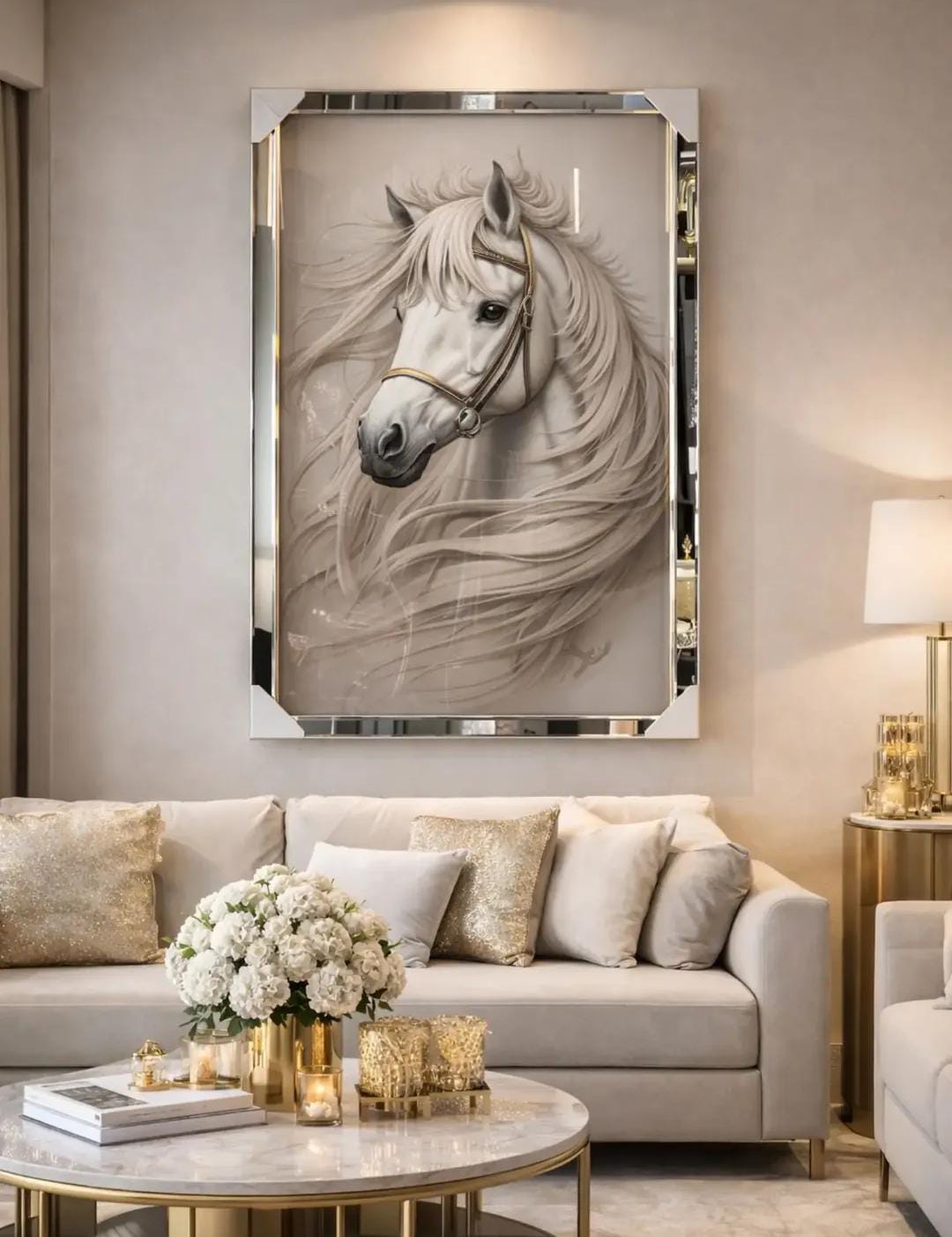 White horse art board - Image 5