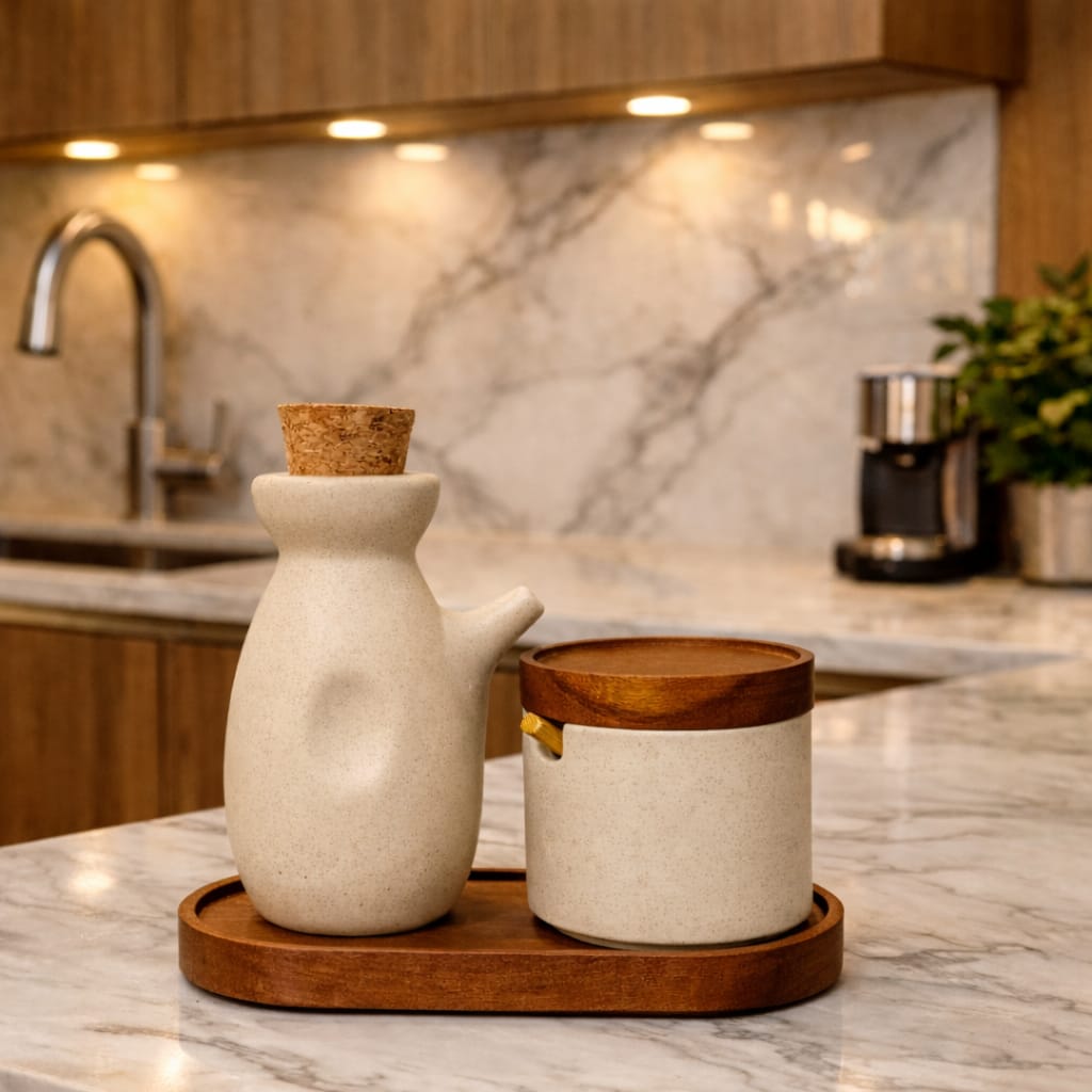 Ceramic jar with oil dispenser