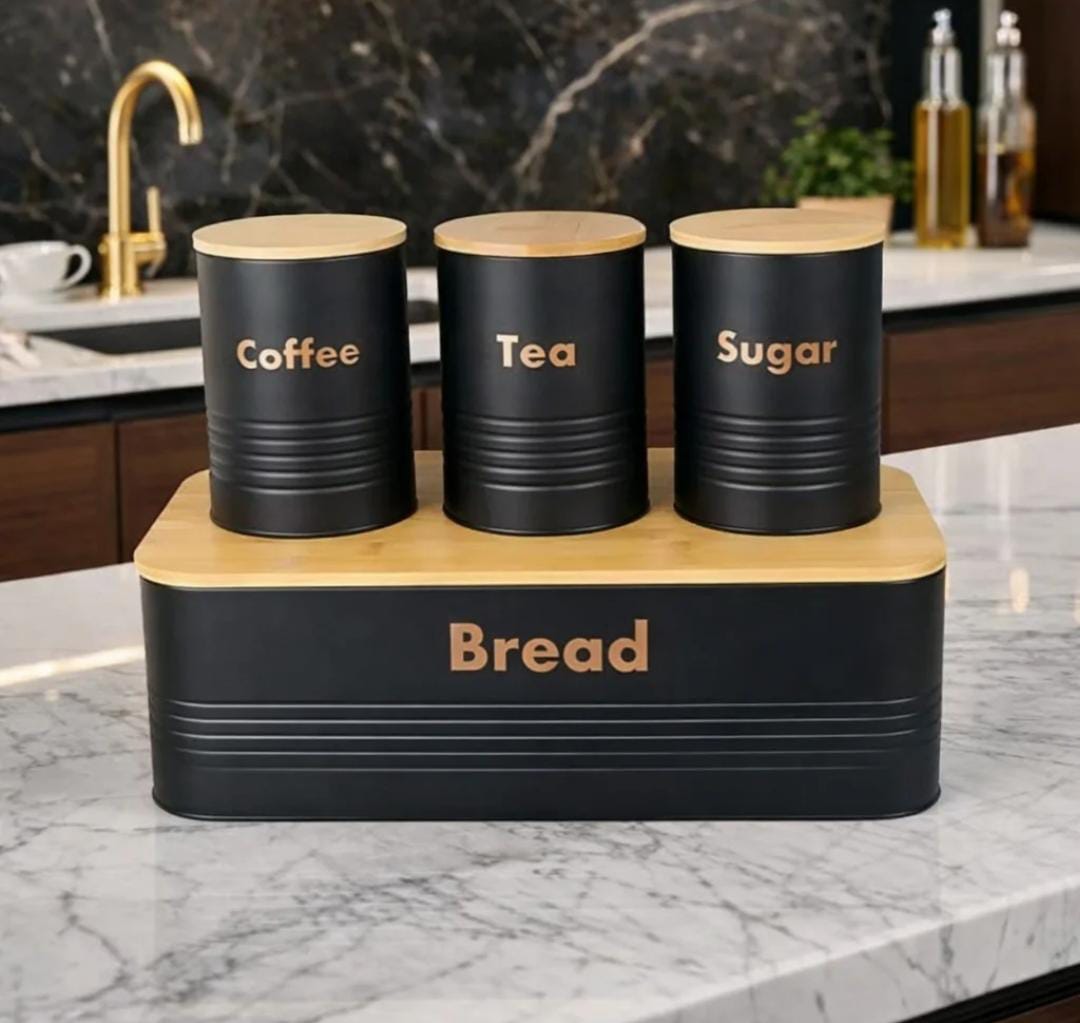 Bread box black & wood