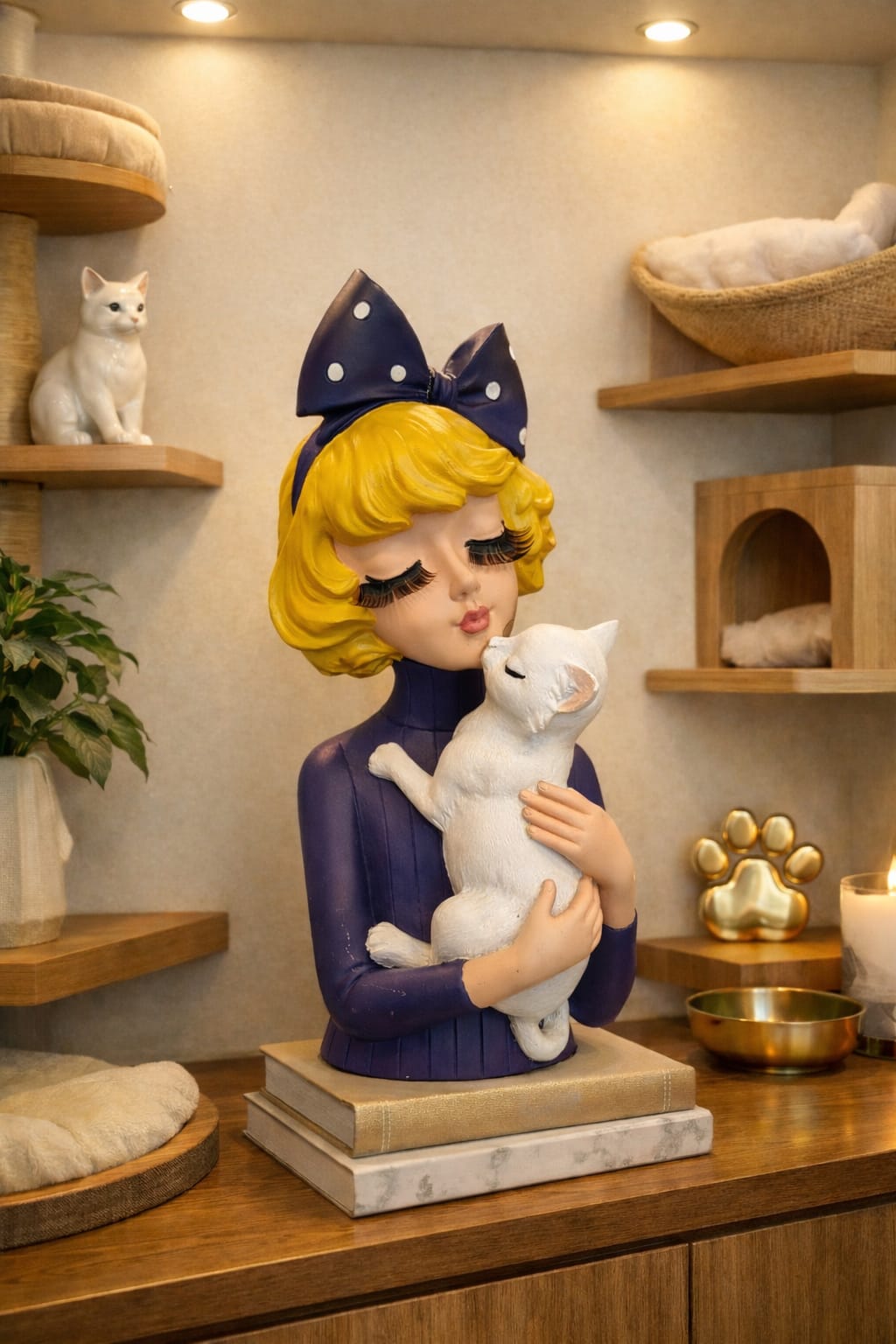 Girl purple with cat