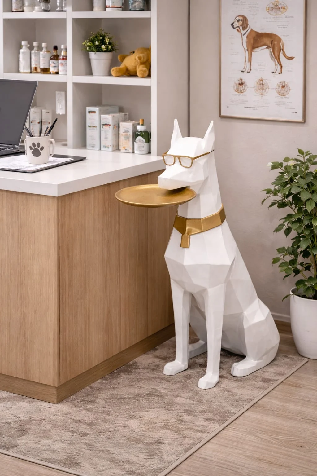 Big dog holding a gold plate - Image 3