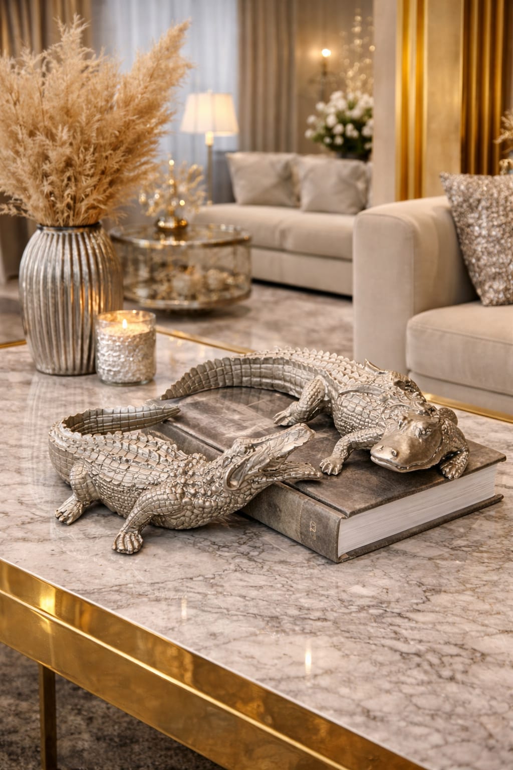 Set of 2 crocodile silver