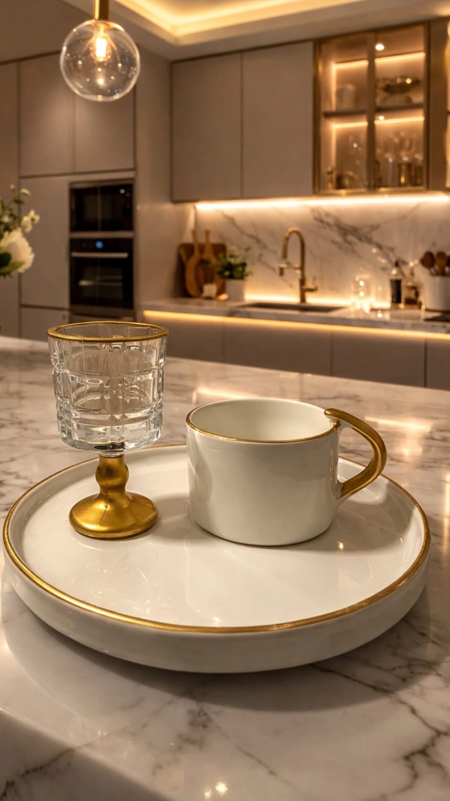 coffee set with a cup, saucer, and mug