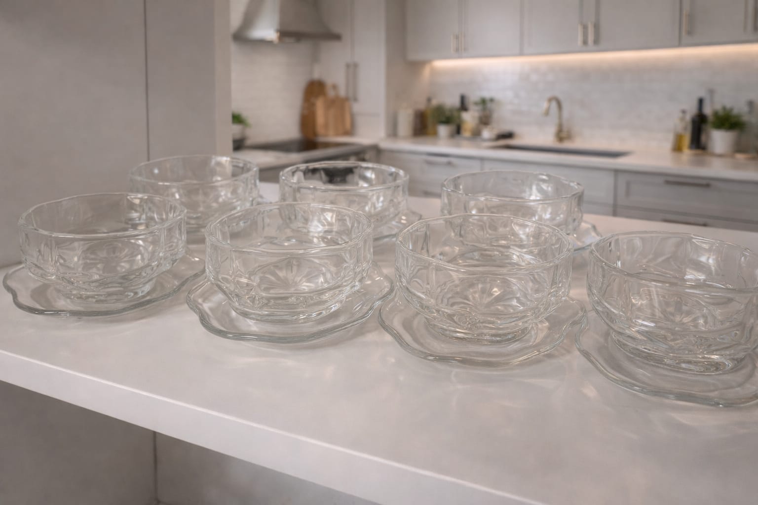 Set of 6 glass jars with plates - Image 2