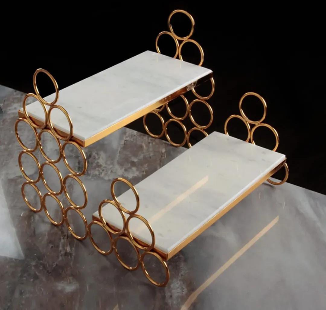 Two-tiered Marble tray with circular decoration