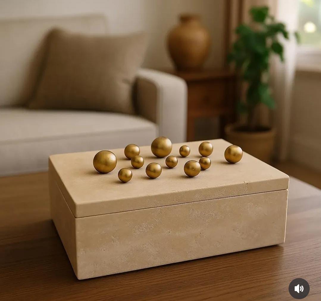 Travertine tissue box