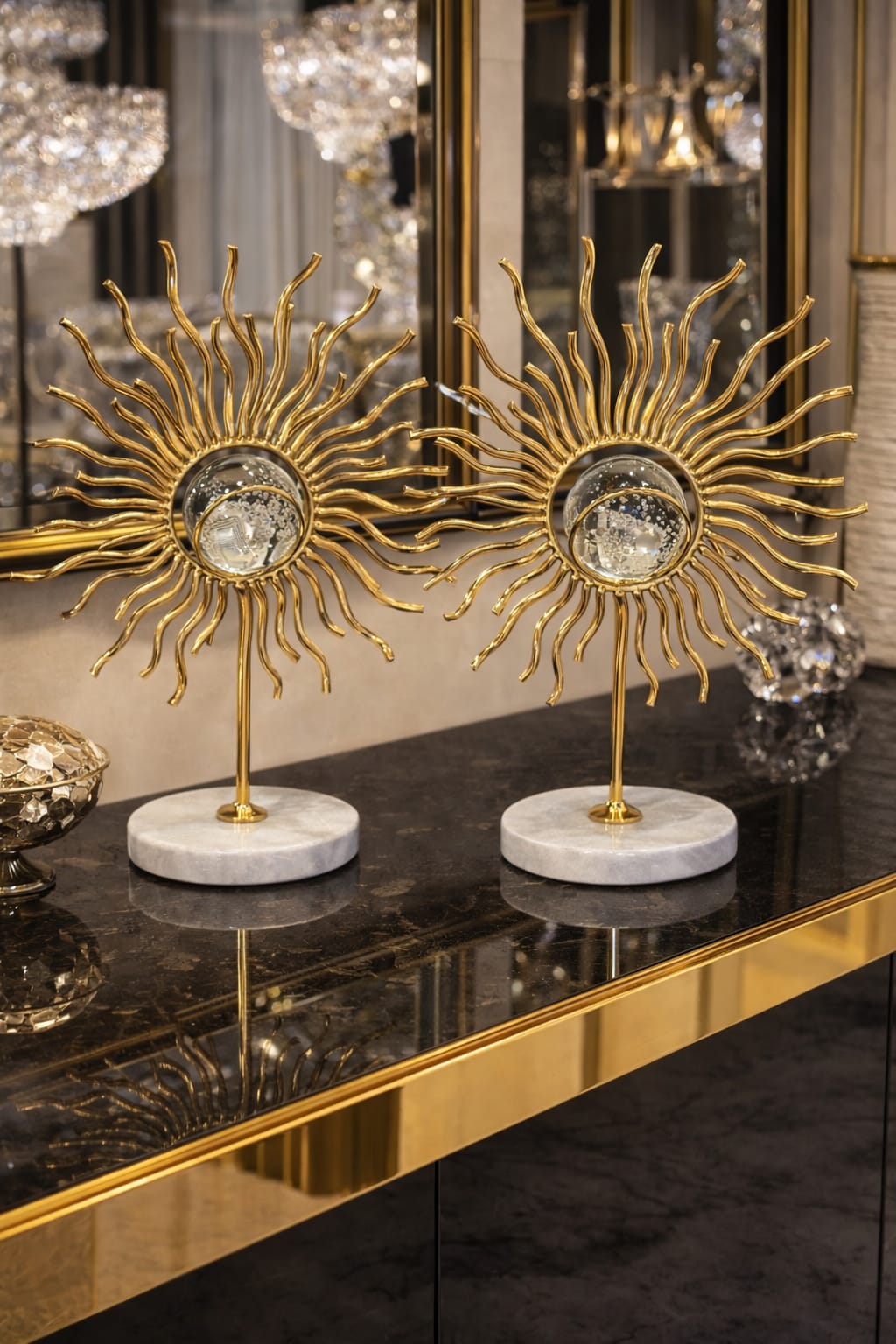 One pcs gold decor with ball in the center