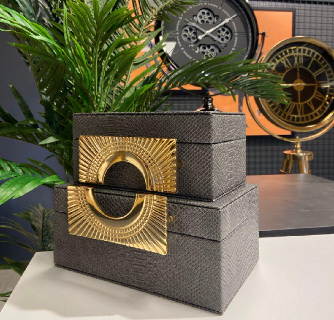 Orange decorative  box with a luxurious gold handle - Image 8