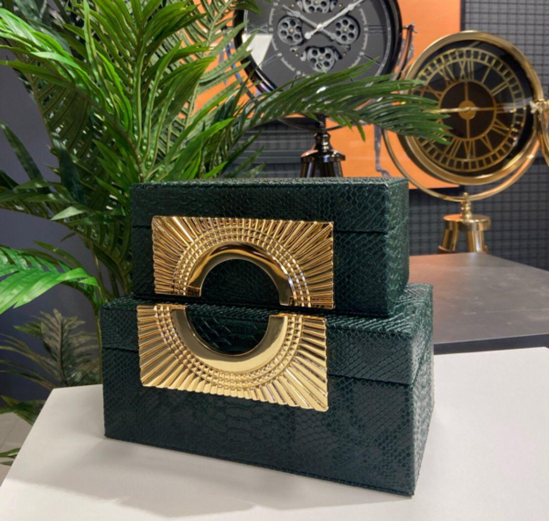 Orange decorative  box with a luxurious gold handle - Image 9