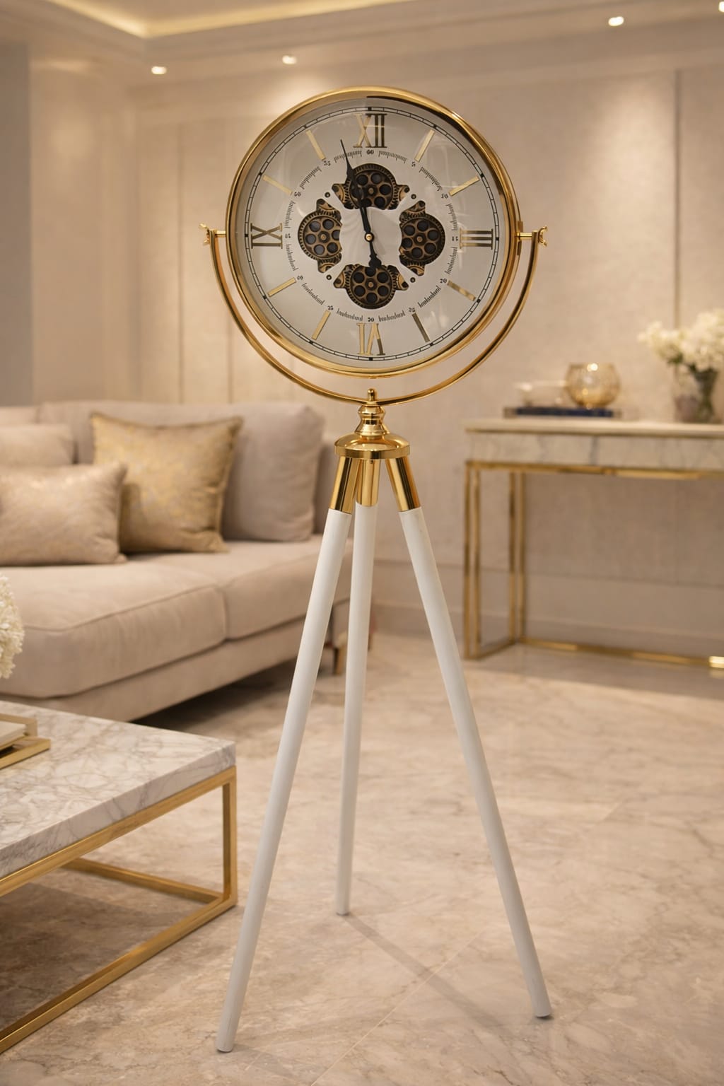 White floor clock with led