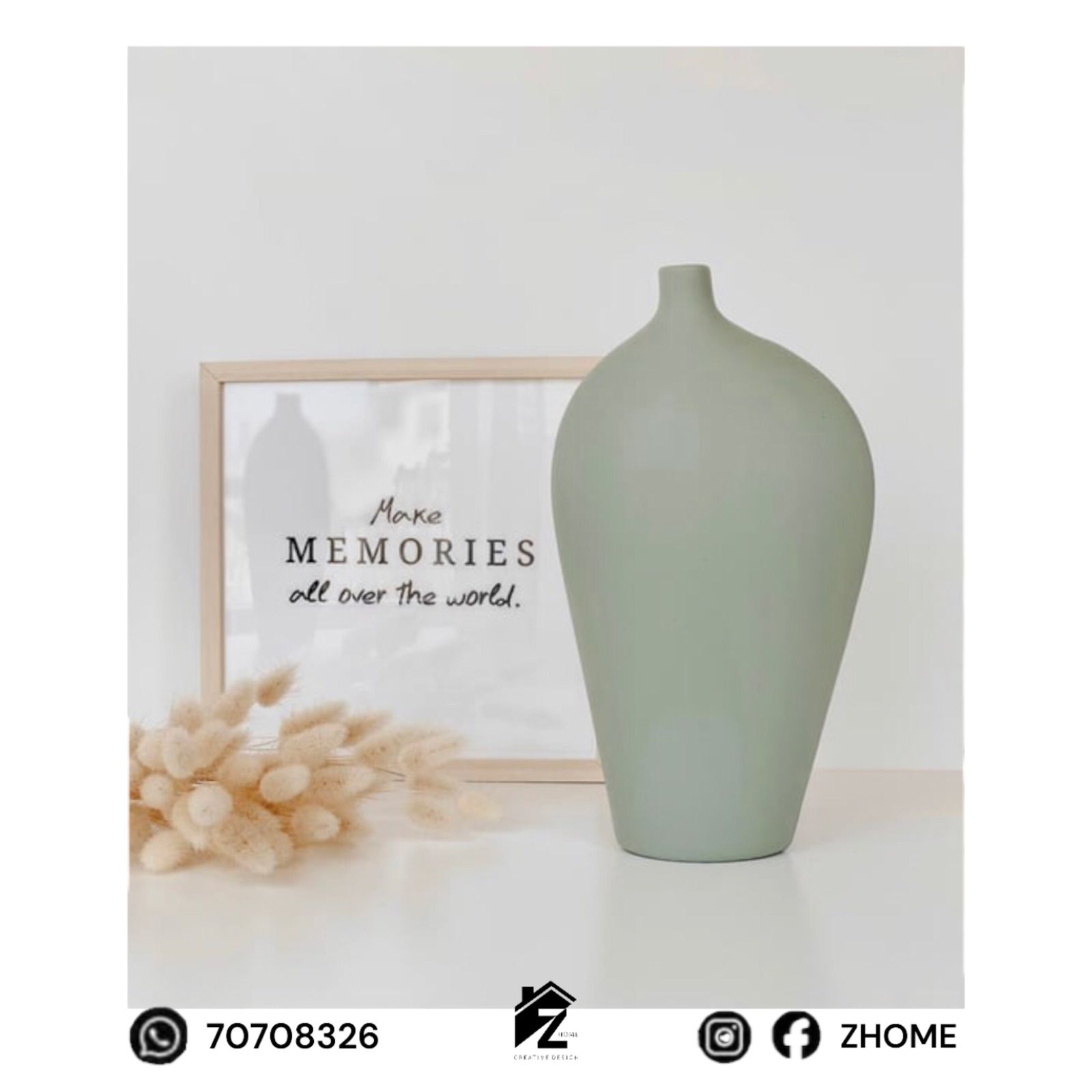 Ceramic vase features a matte finish