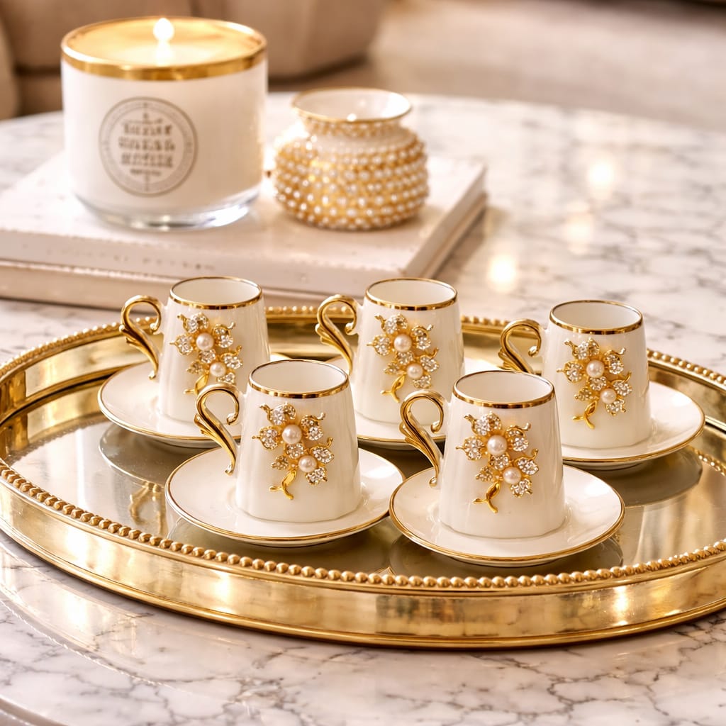 Decorative coffee cup set of 6