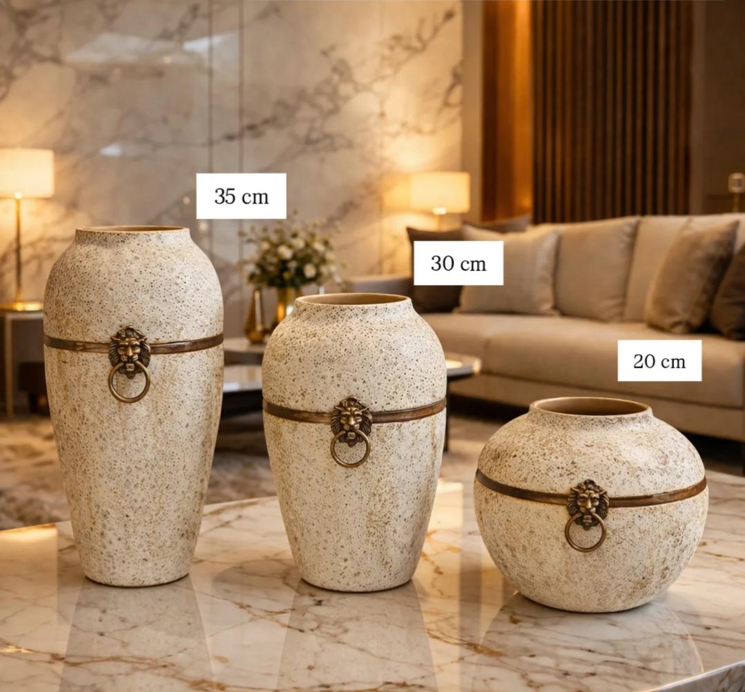 Decorative textured ceramic vases set of 3