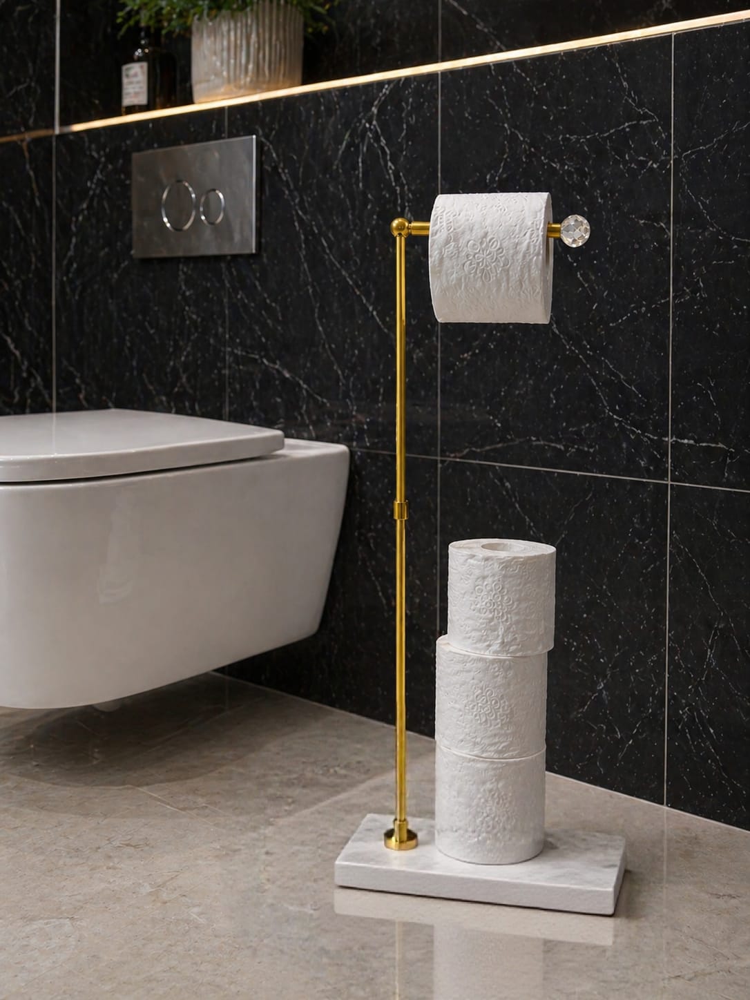 Tissue stand marble base