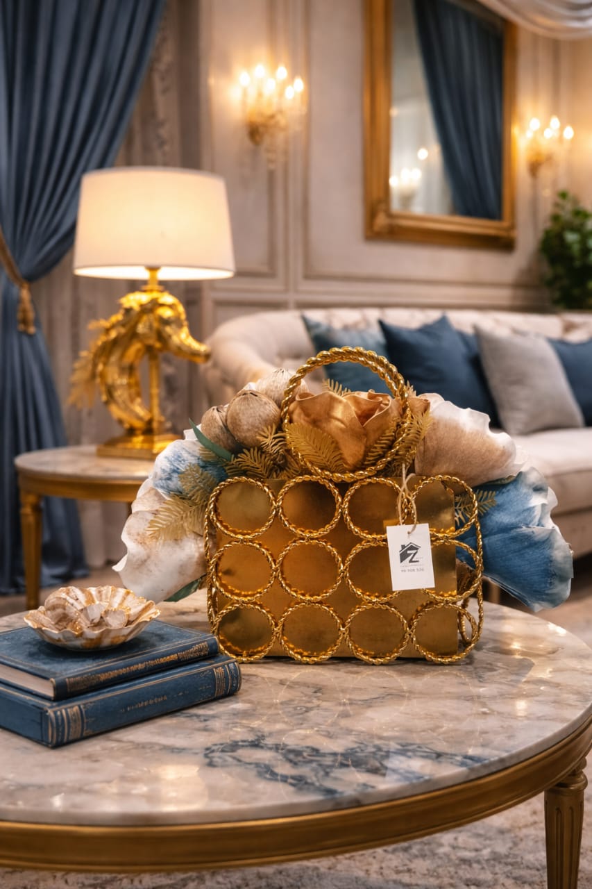 Vase like handbag with circles