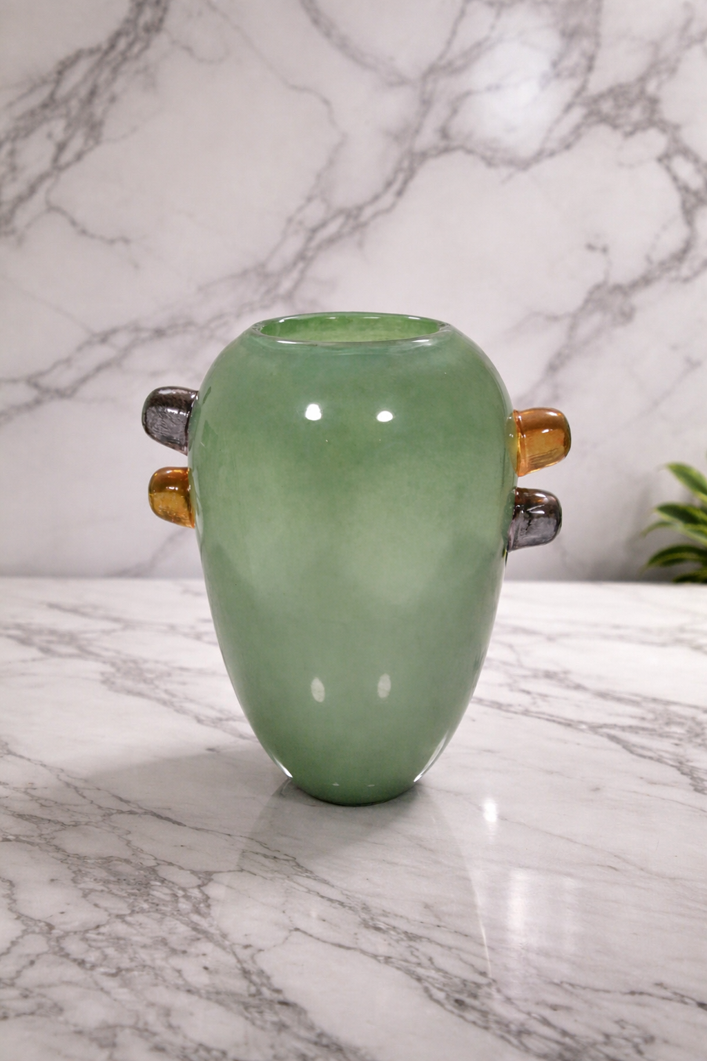 Glass green vase