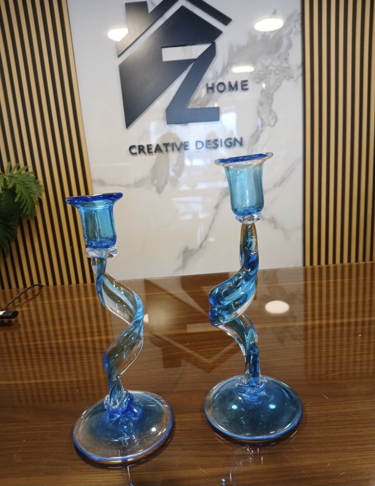 Set of 2 candle holder blue