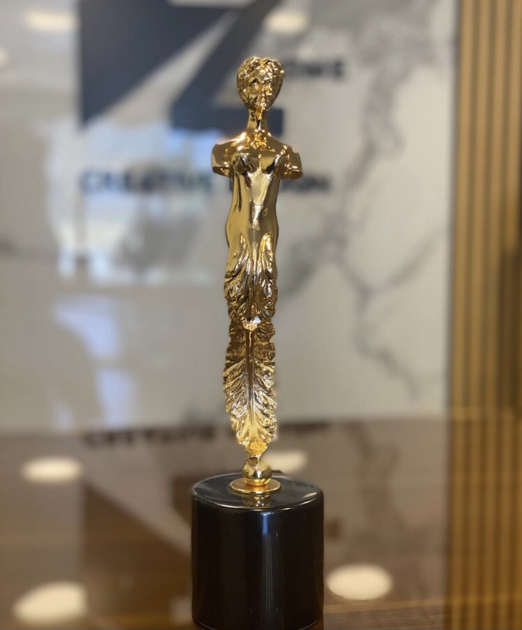 Golden Lady Figurine Trophy on a Black Base