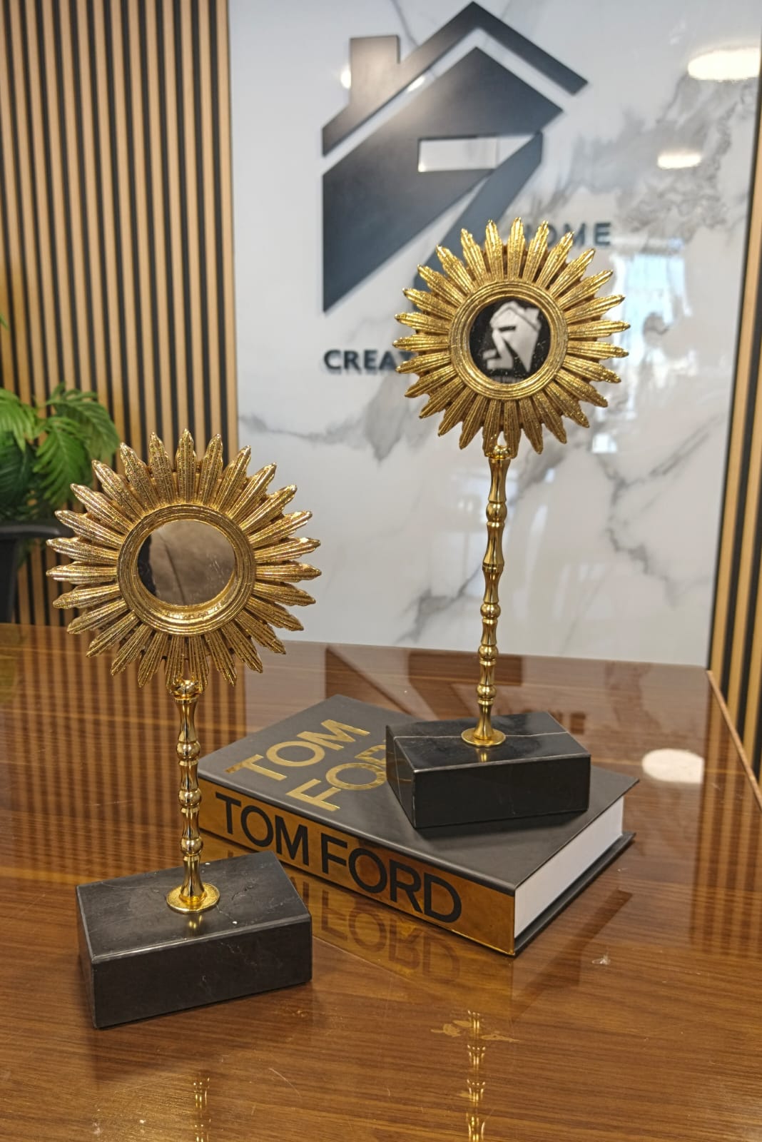 set of 2 flower & mirror