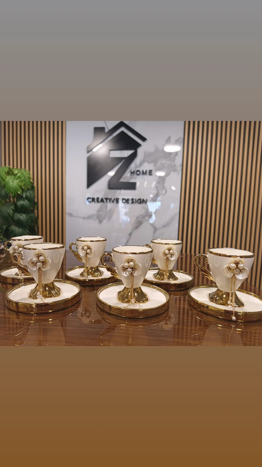 set fo 6 coffe cup white flower