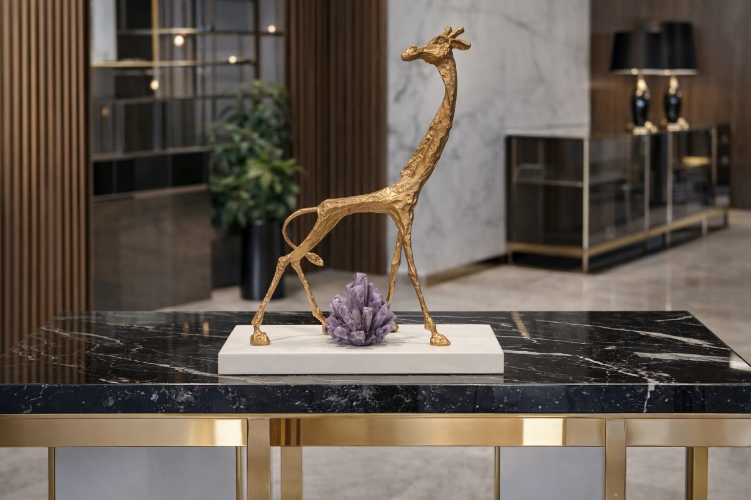 giraffe on a white marble